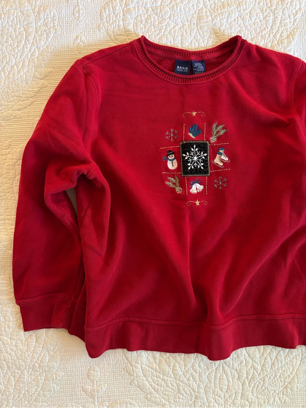 Vintage Red Holiday Embroidered Sweatshirt